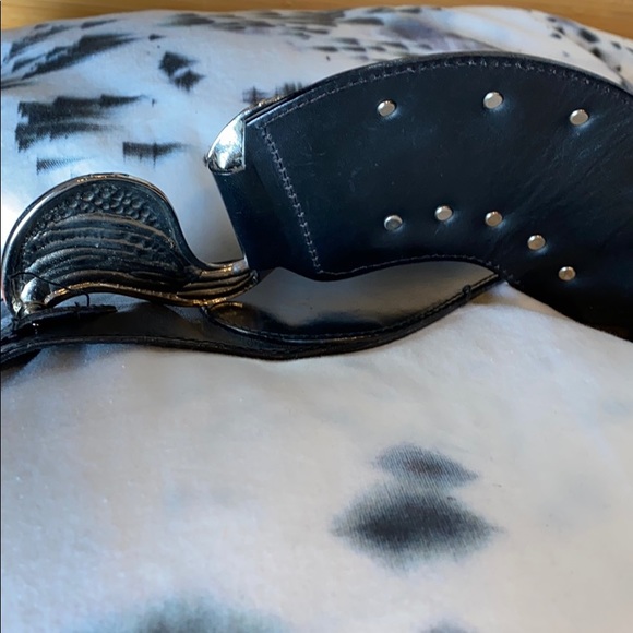 Cool vintage Black Italian leather wide belt main image 8